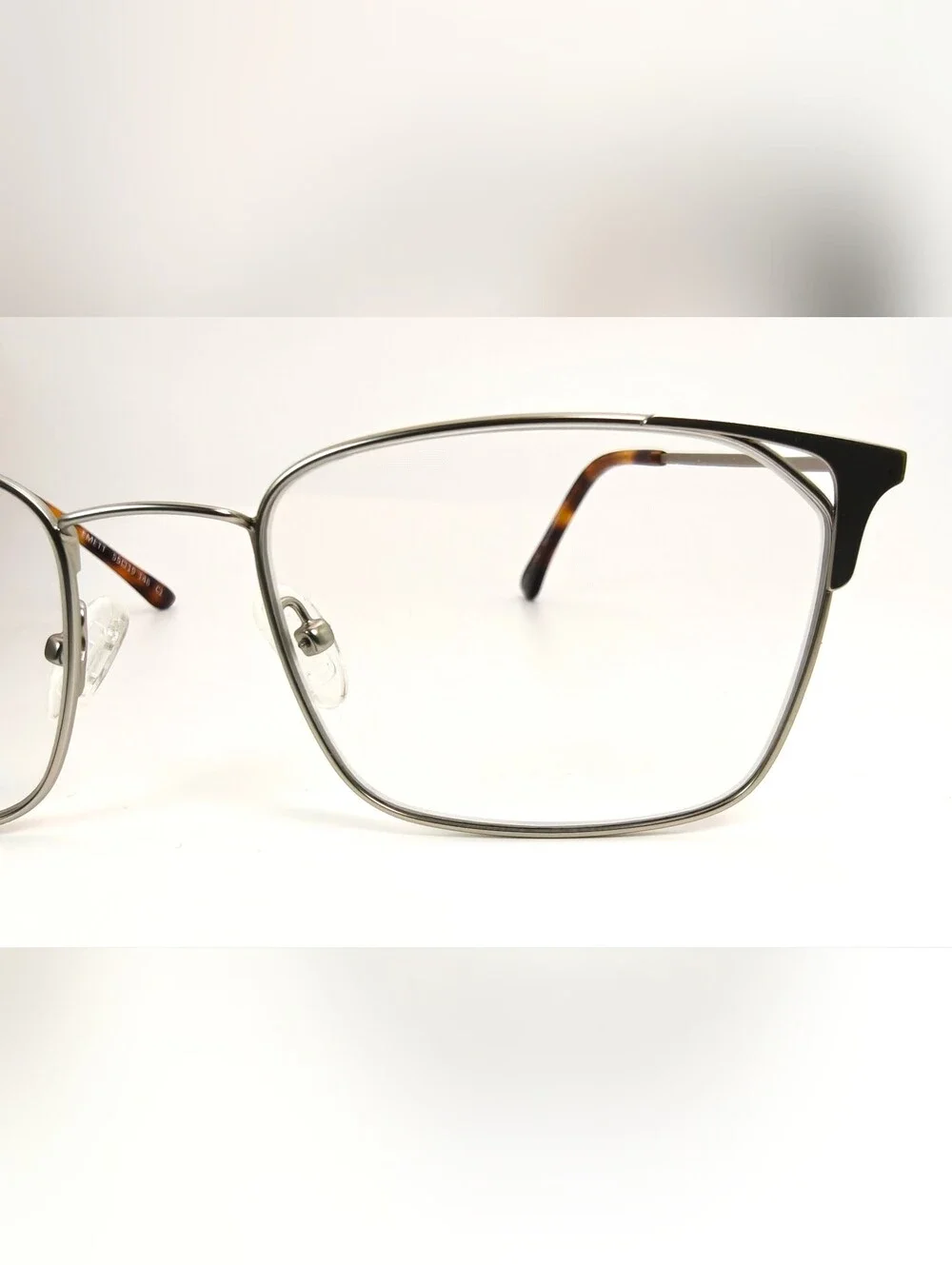 Emmett. Semi Cat Eye. Full Rim Silver Metal Frame.